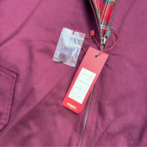 MERC London The Harrington Jacket in Burgundy Wine Red NWT - Picture 3 of 5